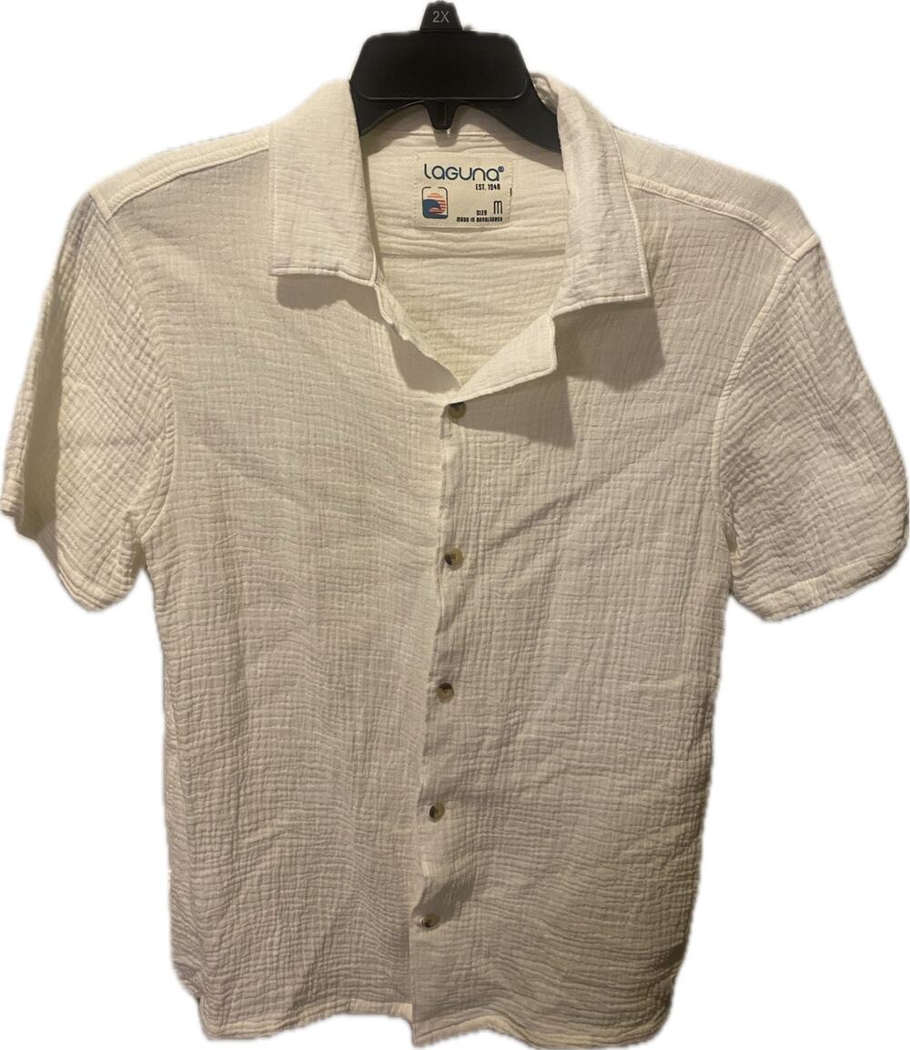 Laguna Men’s White Gauze Button-Down Shirt Size M | Breezy Resort Beach Camp